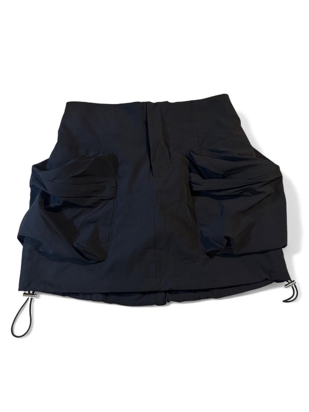 Hot & Delicious Black Mini Skirt with Gathered Pocket Detail